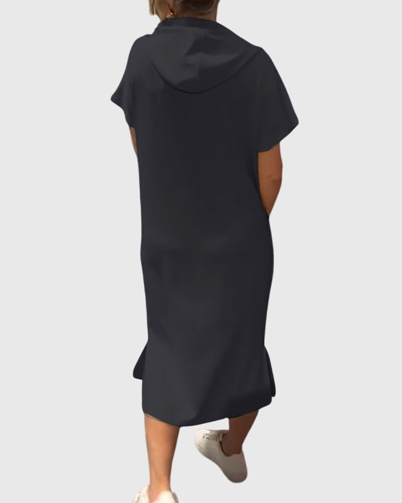 Anouk – Short Sleeve Midi Hoodie Dress