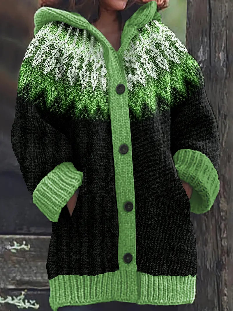 Serenity – Fair Isle Chunky Knit Button Up Cardigan