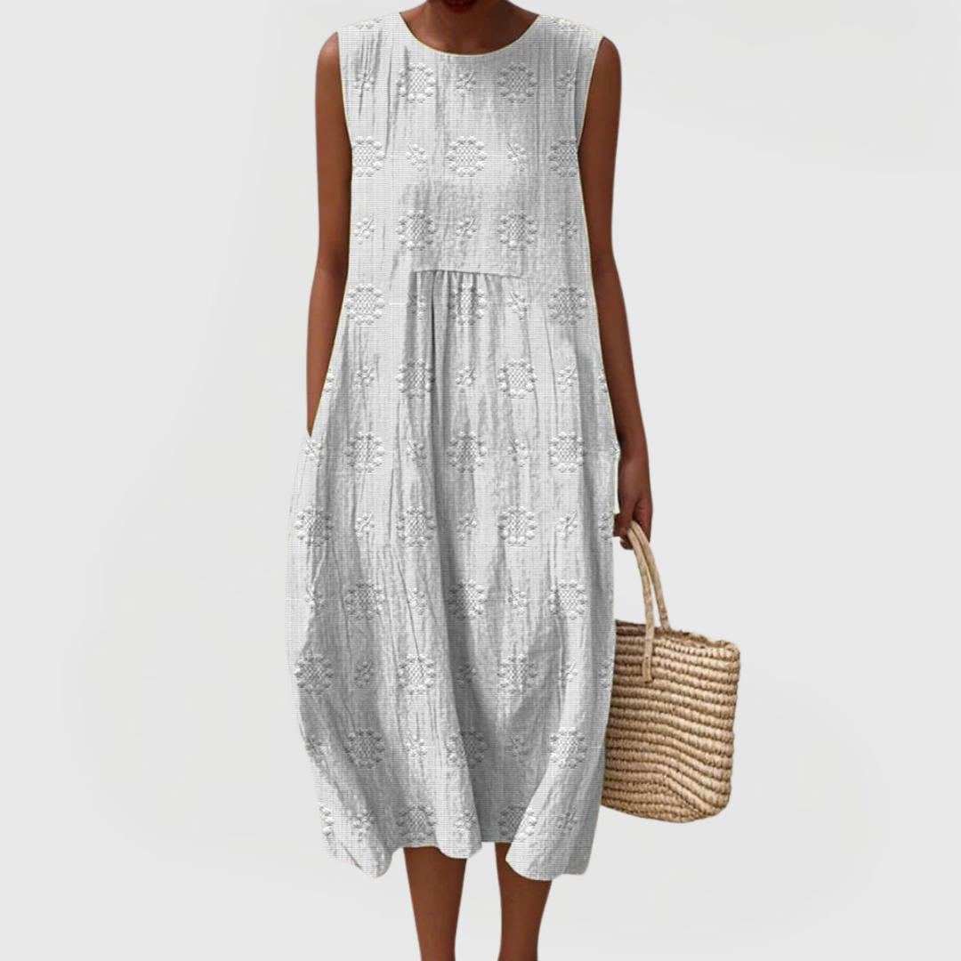 Gabriella – Crew Neck Cocoon Summer Midi Dress