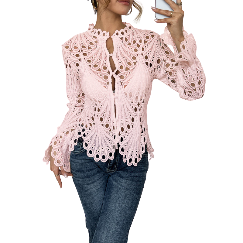 Ellie – Crochet Lace Long Sleeve Top