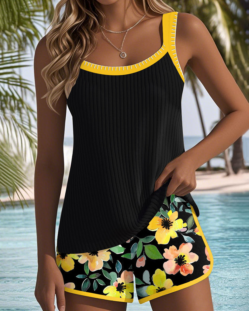 Zoe – Floral Print Tankini and Swim Shorts Set