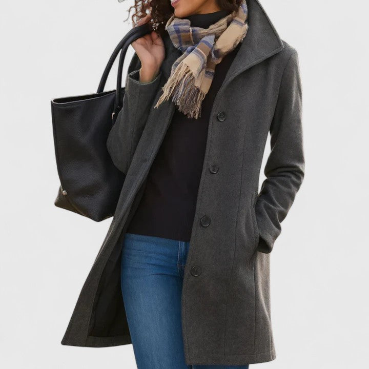 Lily – Button Front Tailored Midi Coat