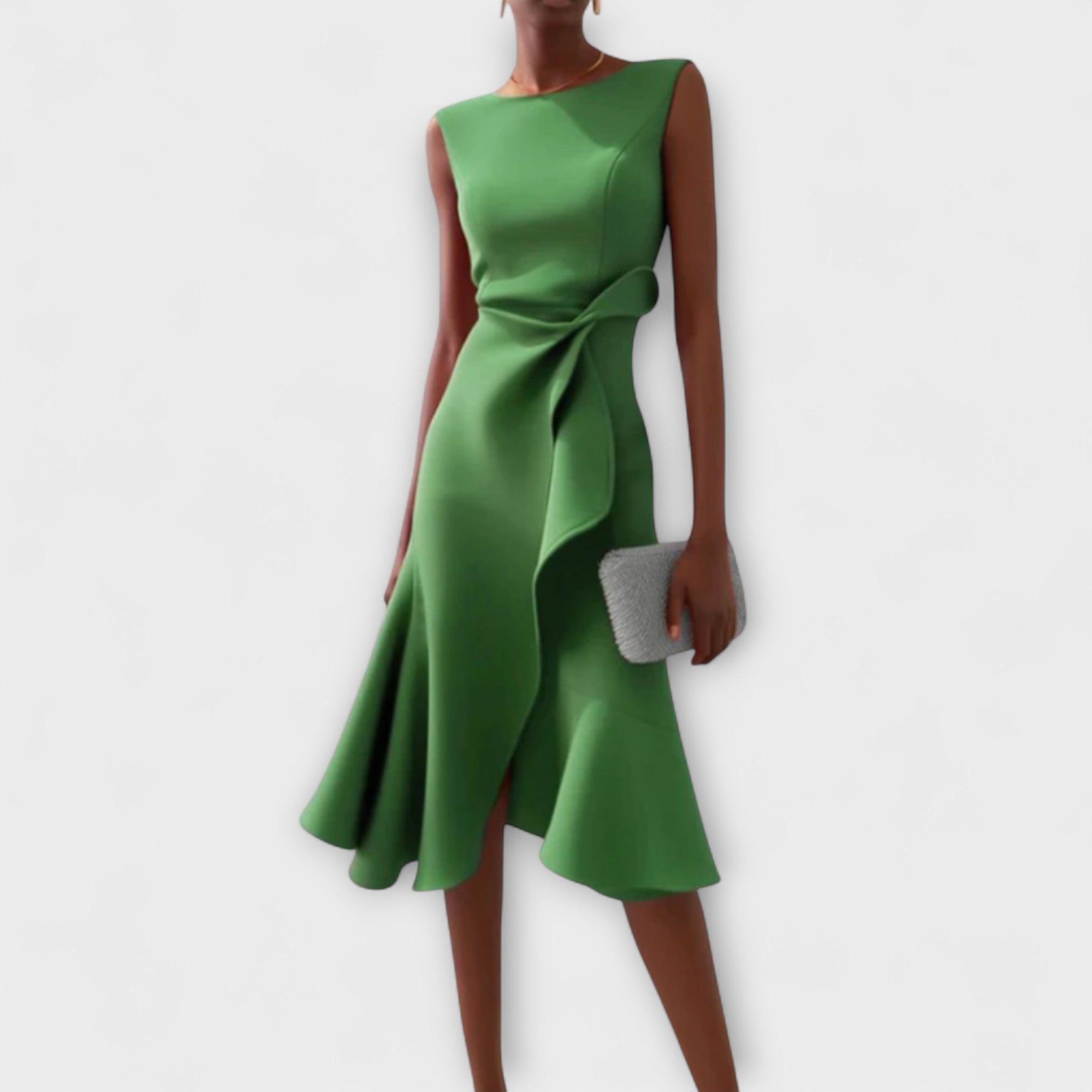Genesis – Satin Draped Asymmetric Hem Cocktail Dress
