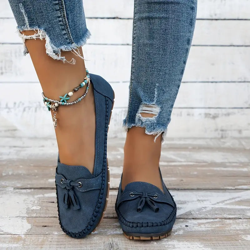 Josie – Suede Tassel Moc Toe Loafers