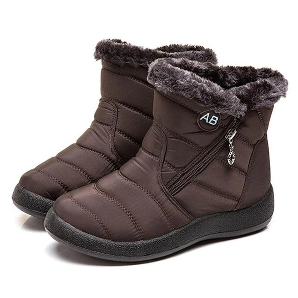 Victoria – Quilted Faux Fur Trim Ankle Snow Boots