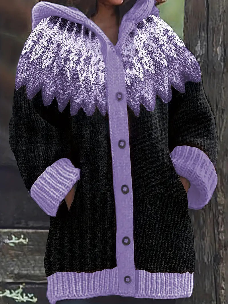 Serenity – Fair Isle Chunky Knit Button Up Cardigan