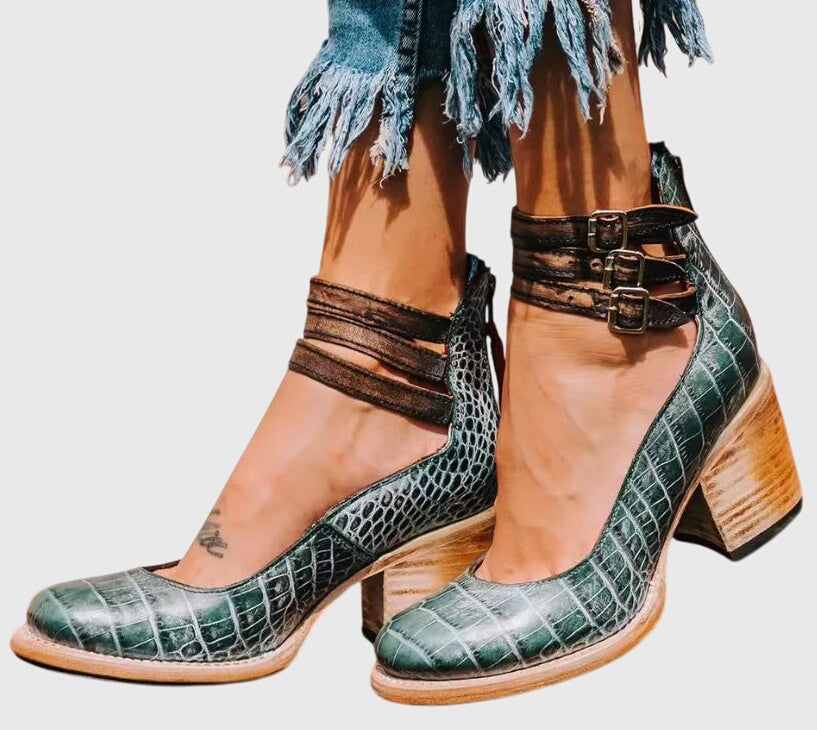 Margaret – Ankle Strap Chunky Block Heel Pumps