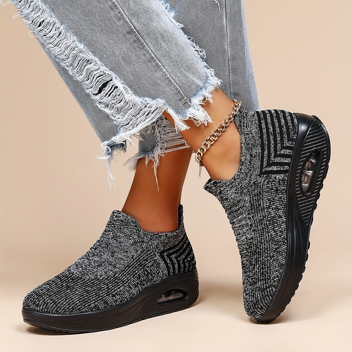 Nadia – Knit Sock Slip On Sneakers