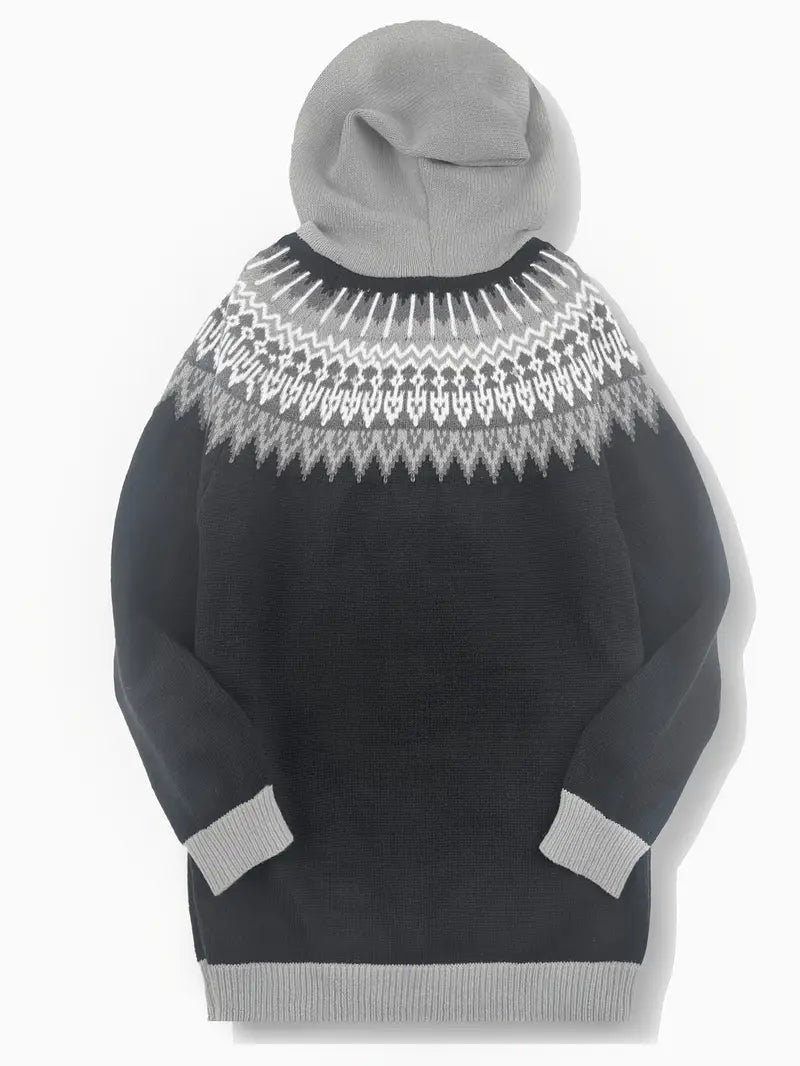 Serenity – Fair Isle Chunky Knit Button Up Cardigan