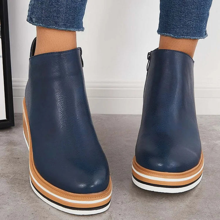 Maeve – Leather Wedge Ankle Boots