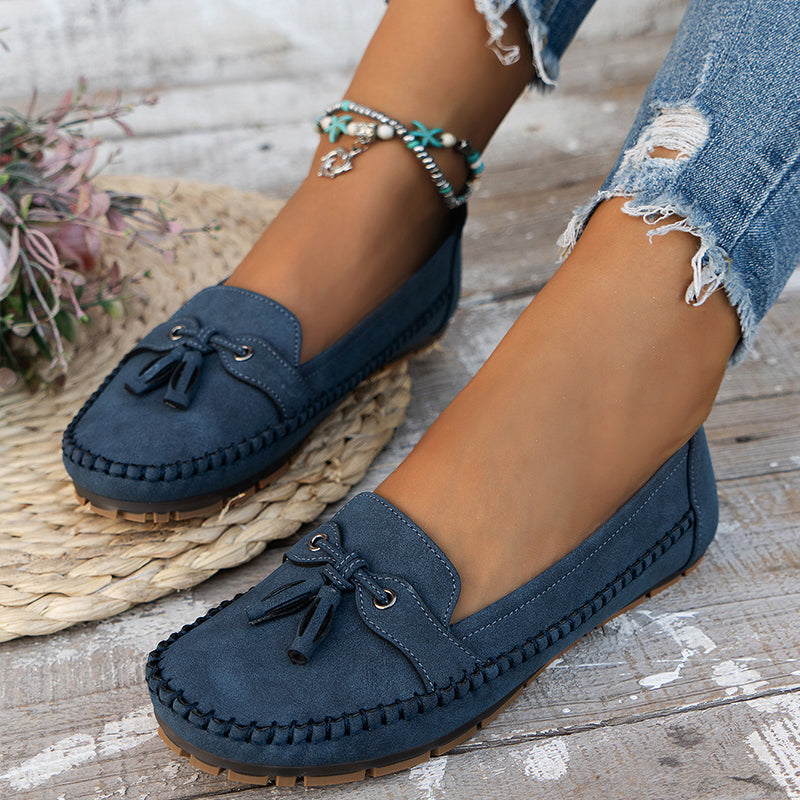 Josie – Suede Tassel Moc Toe Loafers