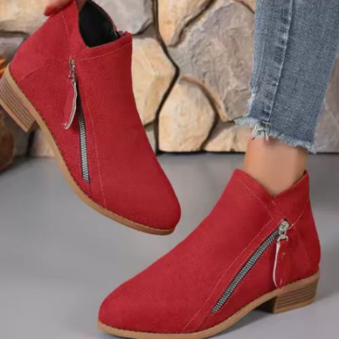 Reagen – Suede Pointed Toe Side Zip Ankle Boots