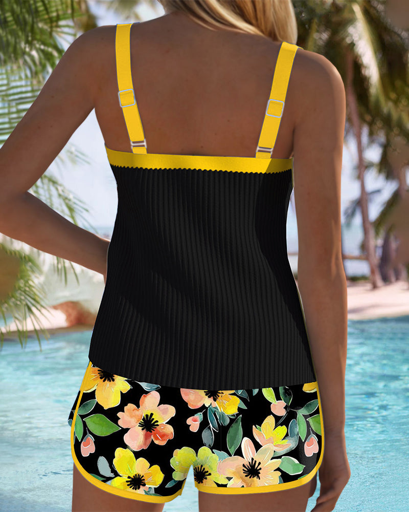 Zoe – Floral Print Tankini and Swim Shorts Set