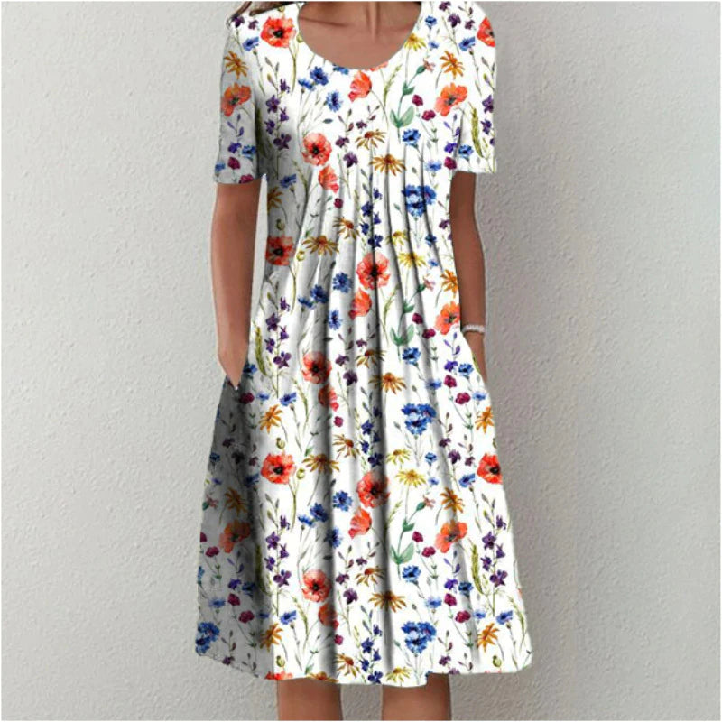 Sadie – Ditsy Floral Puff Sleeve Summer Midi Dress
