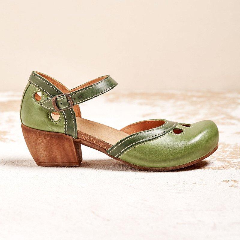 Valentina – Cutout Ankle Strap Block Heel Pumps