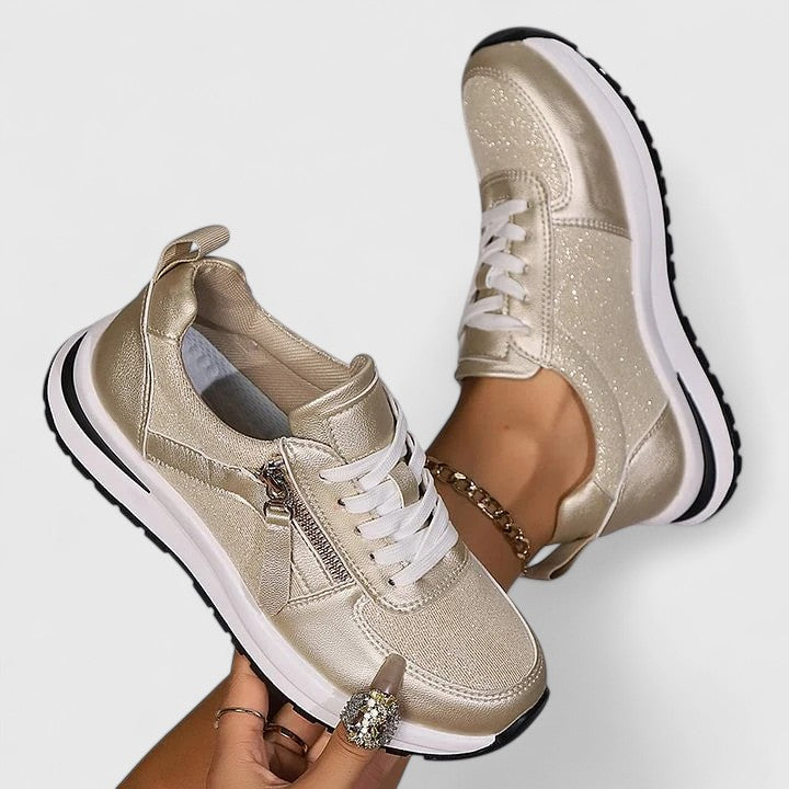 Athena – Metallic Lace Up Hidden Wedge Sneakers