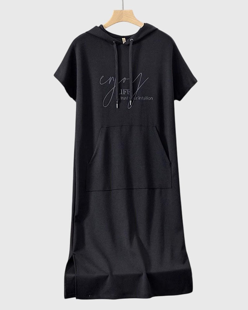 Stella – Short Sleeve Midi Hoodie Dress