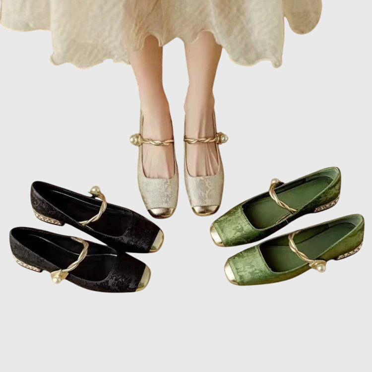 Rylee – Jacquard Cap Toe Low Heel Mary Janes