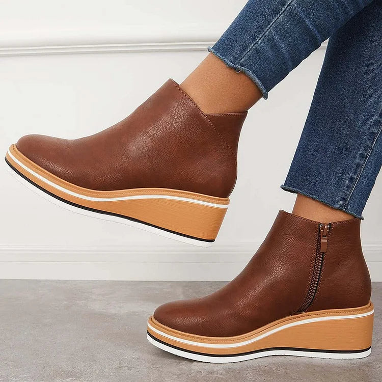 Maeve – Leather Wedge Ankle Boots