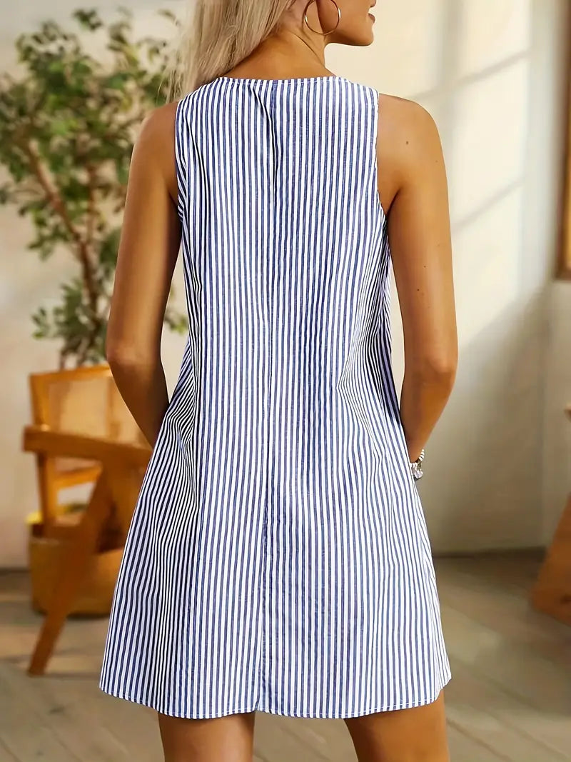 Isla – Striped Scoop Neck Tank Mini Dress