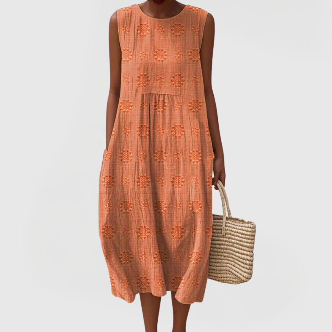 Gabriella – Crew Neck Cocoon Summer Midi Dress