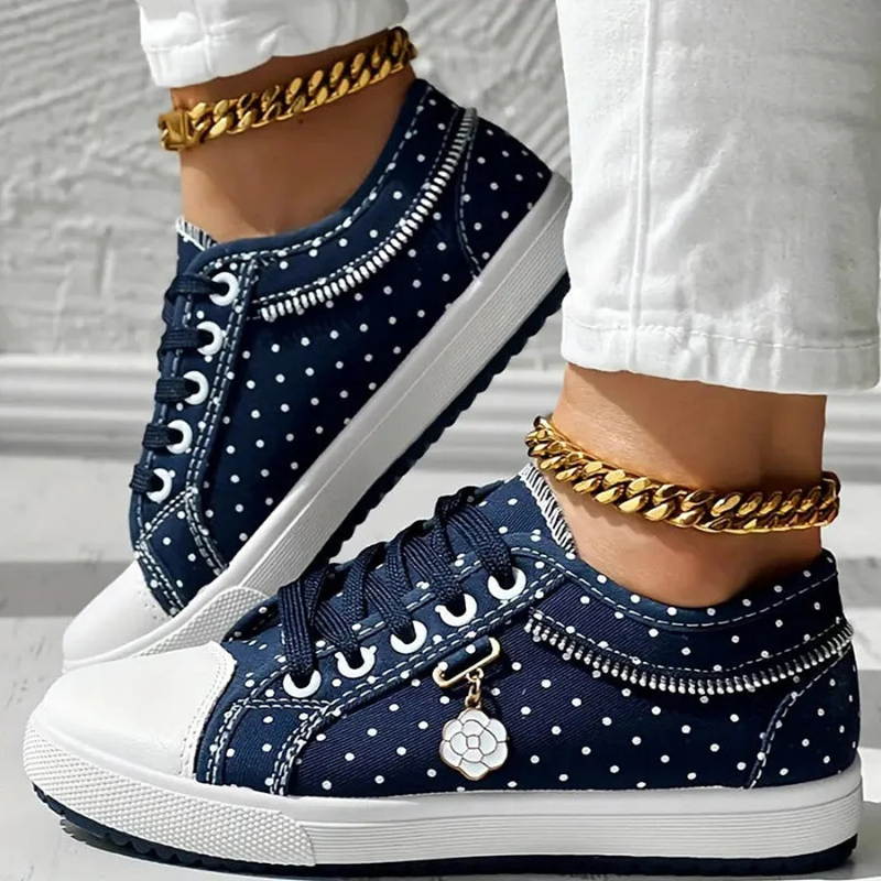 Juliette – Rhinestone Denim Lace Up Sneakers