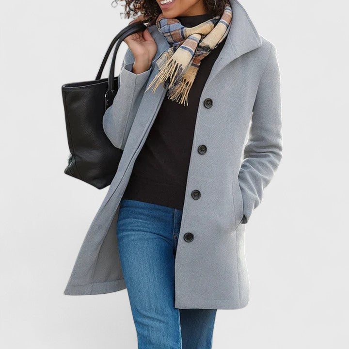 Lily – Button Front Tailored Midi Coat