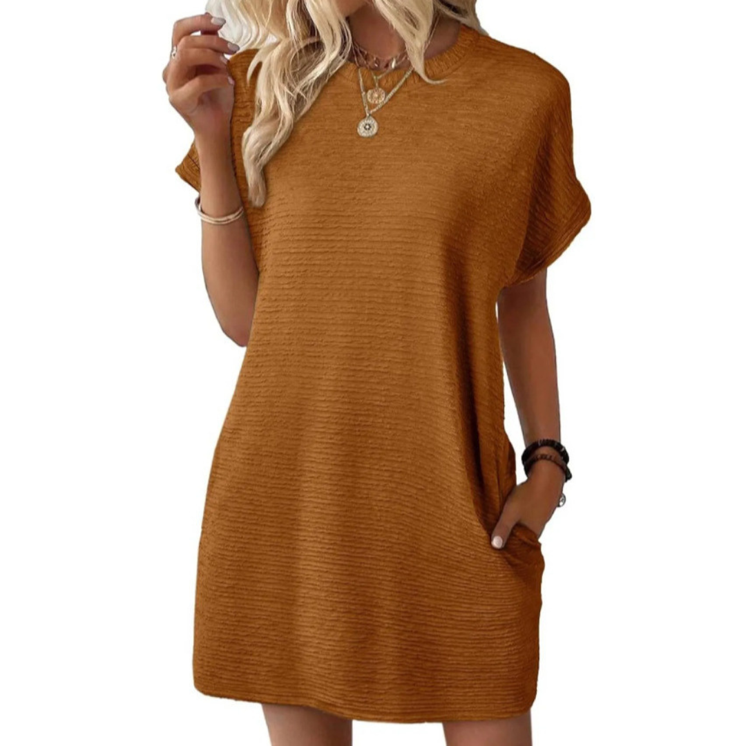 Mila – Crew Neck Short Sleeve T Shirt Mini Dress