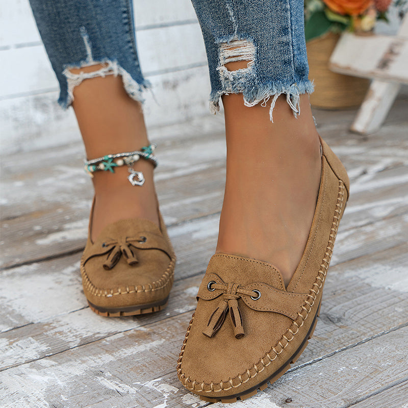 Josie – Suede Tassel Moc Toe Loafers