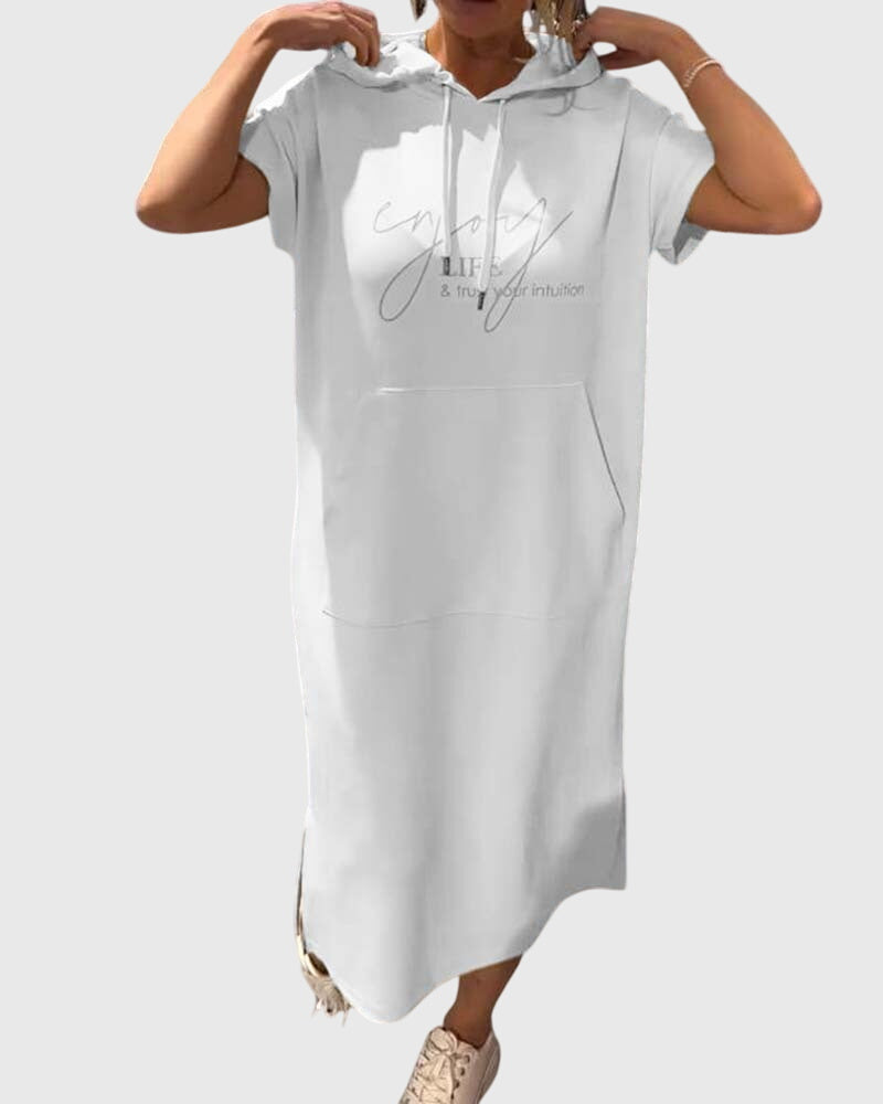 Stella – Short Sleeve Midi Hoodie Dress