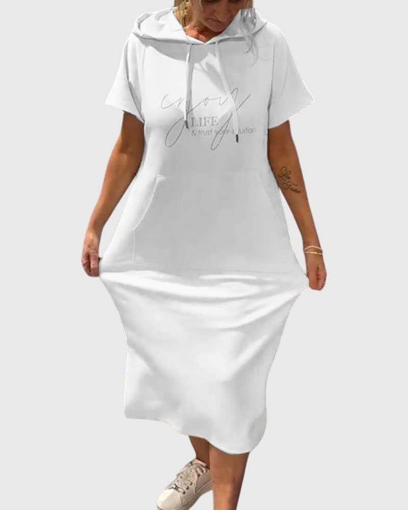 Anouk – Short Sleeve Midi Hoodie Dress