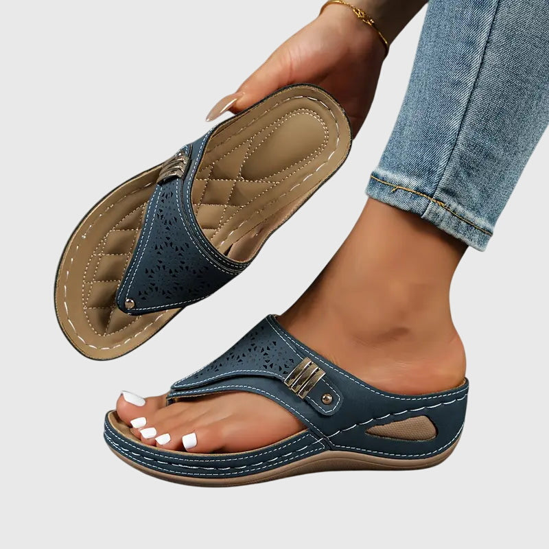 Brooke – Suede Wedge Slide Sandals