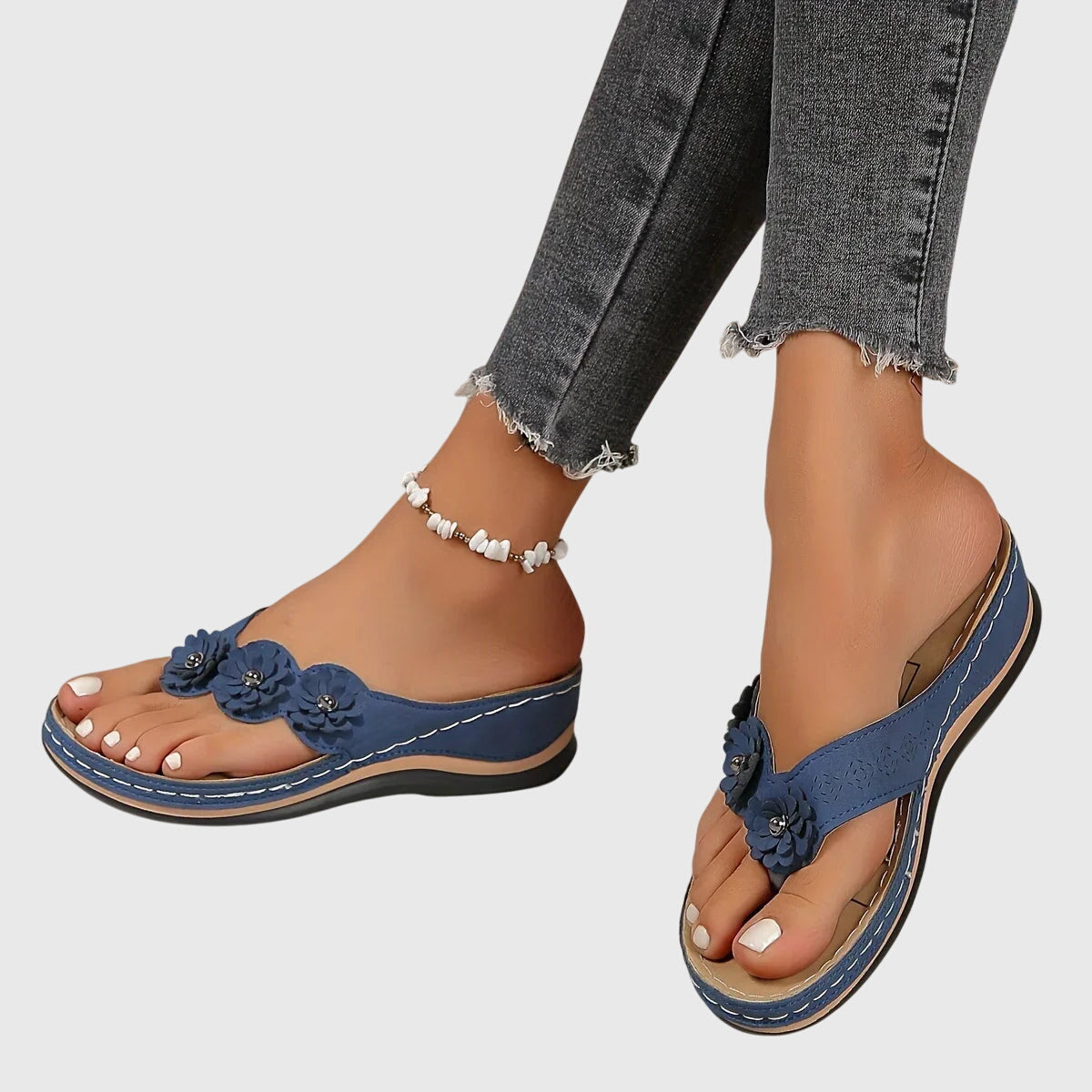 Mary – Woven Wedge Thong Sandals