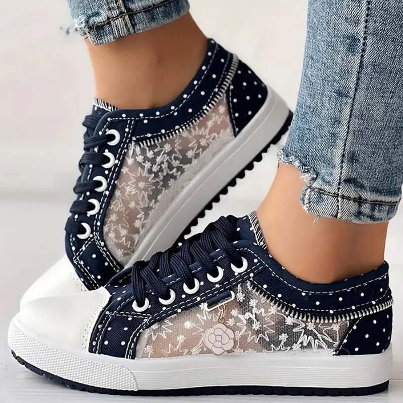Juliette – Rhinestone Denim Lace Up Sneakers