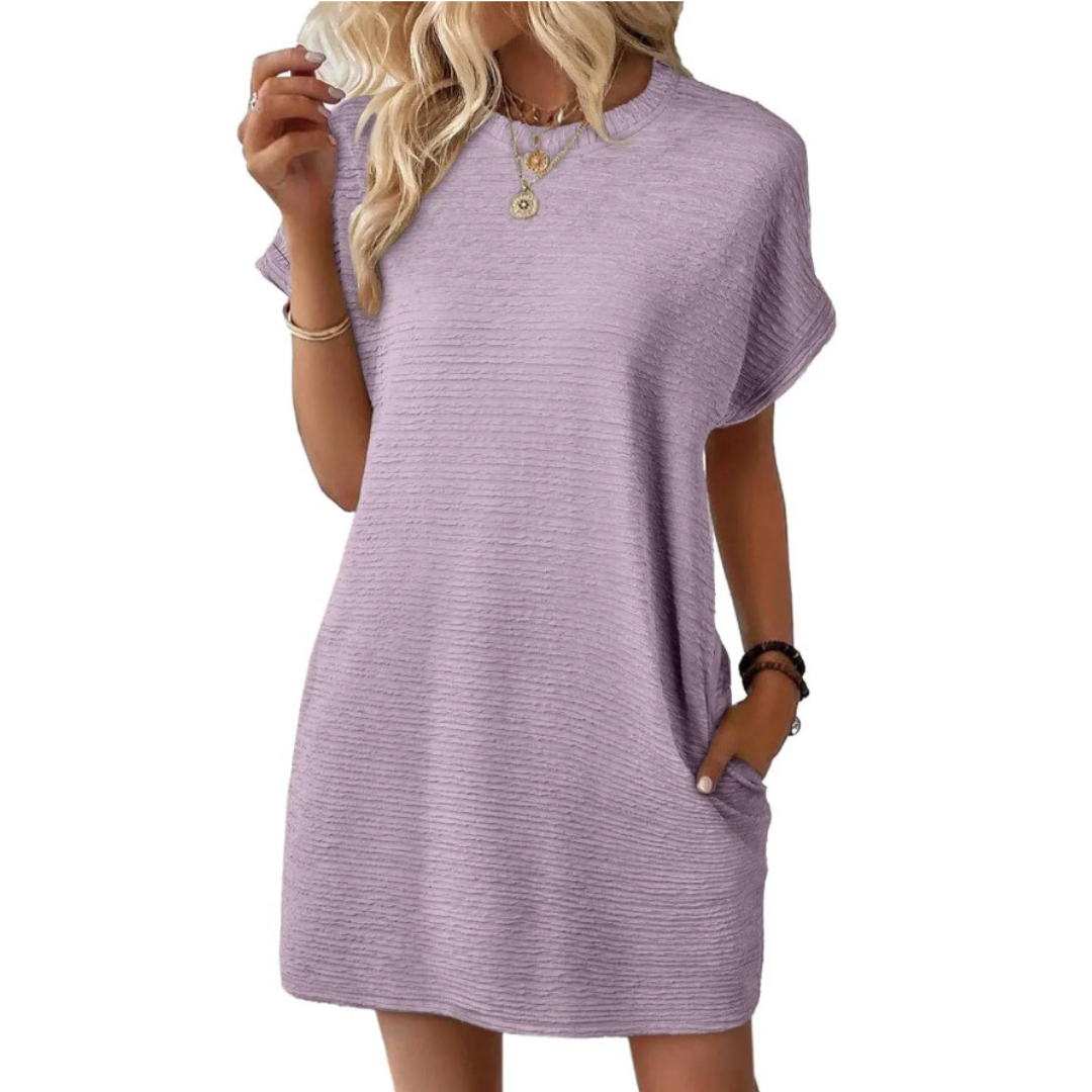 Mila – Crew Neck Short Sleeve T Shirt Mini Dress