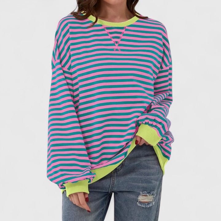 Violet – Striped Crew Neck Oversized Sweater