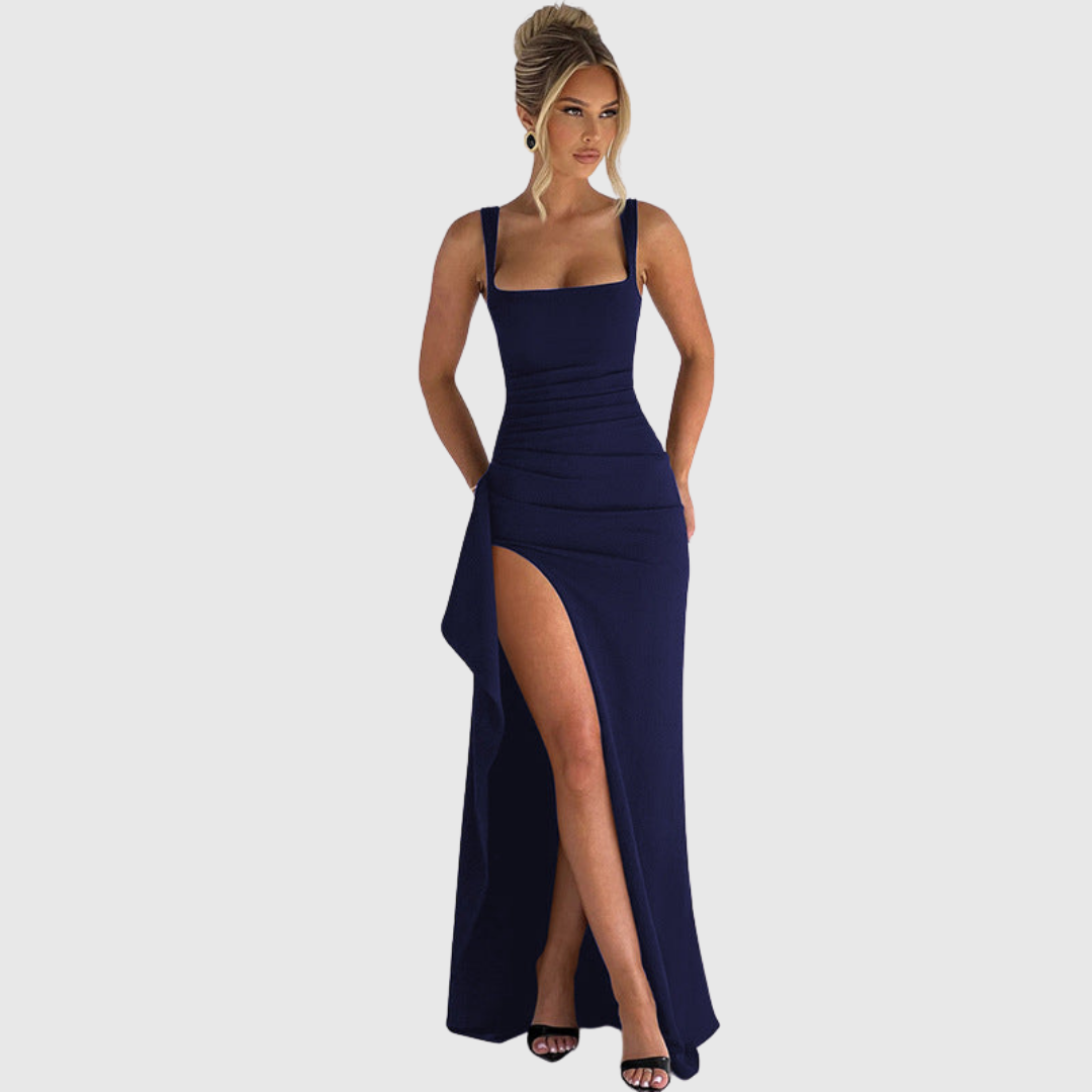Marlowe – Square Neck High Slit Evening Maxi Dress