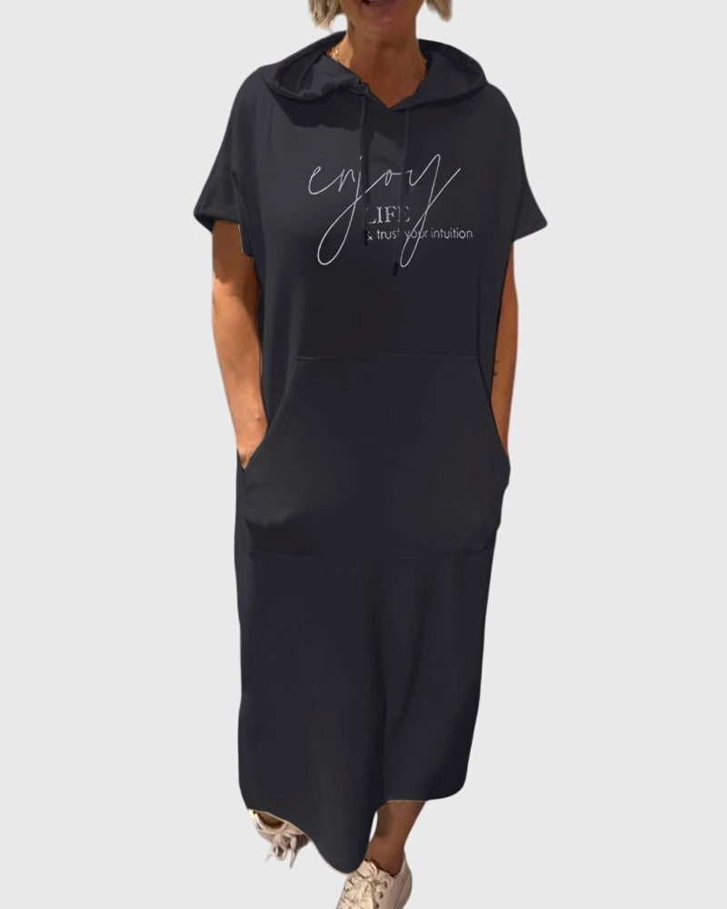 Stella – Short Sleeve Midi Hoodie Dress