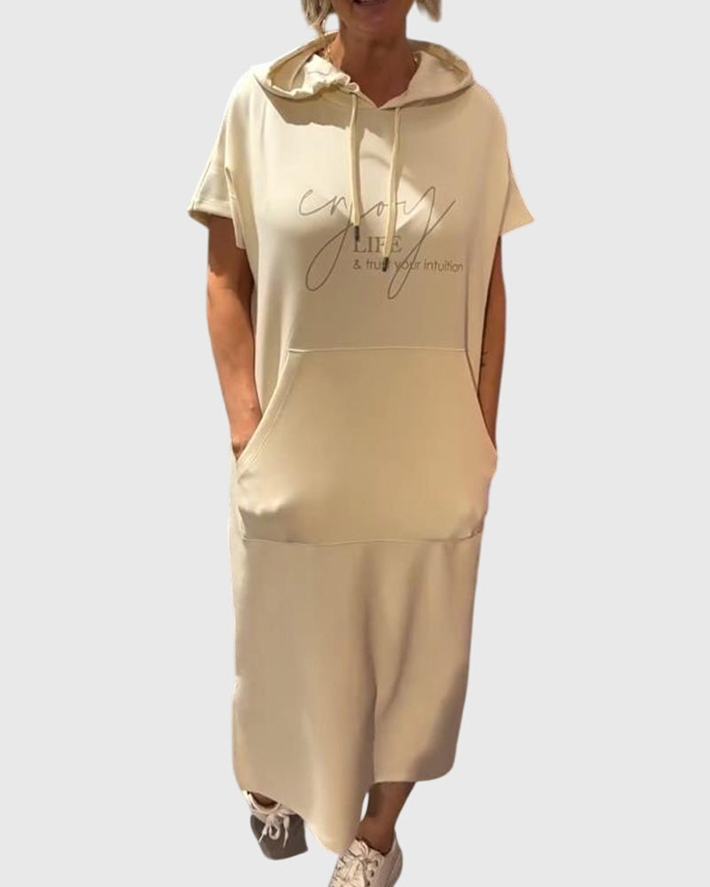 Stella – Short Sleeve Midi Hoodie Dress