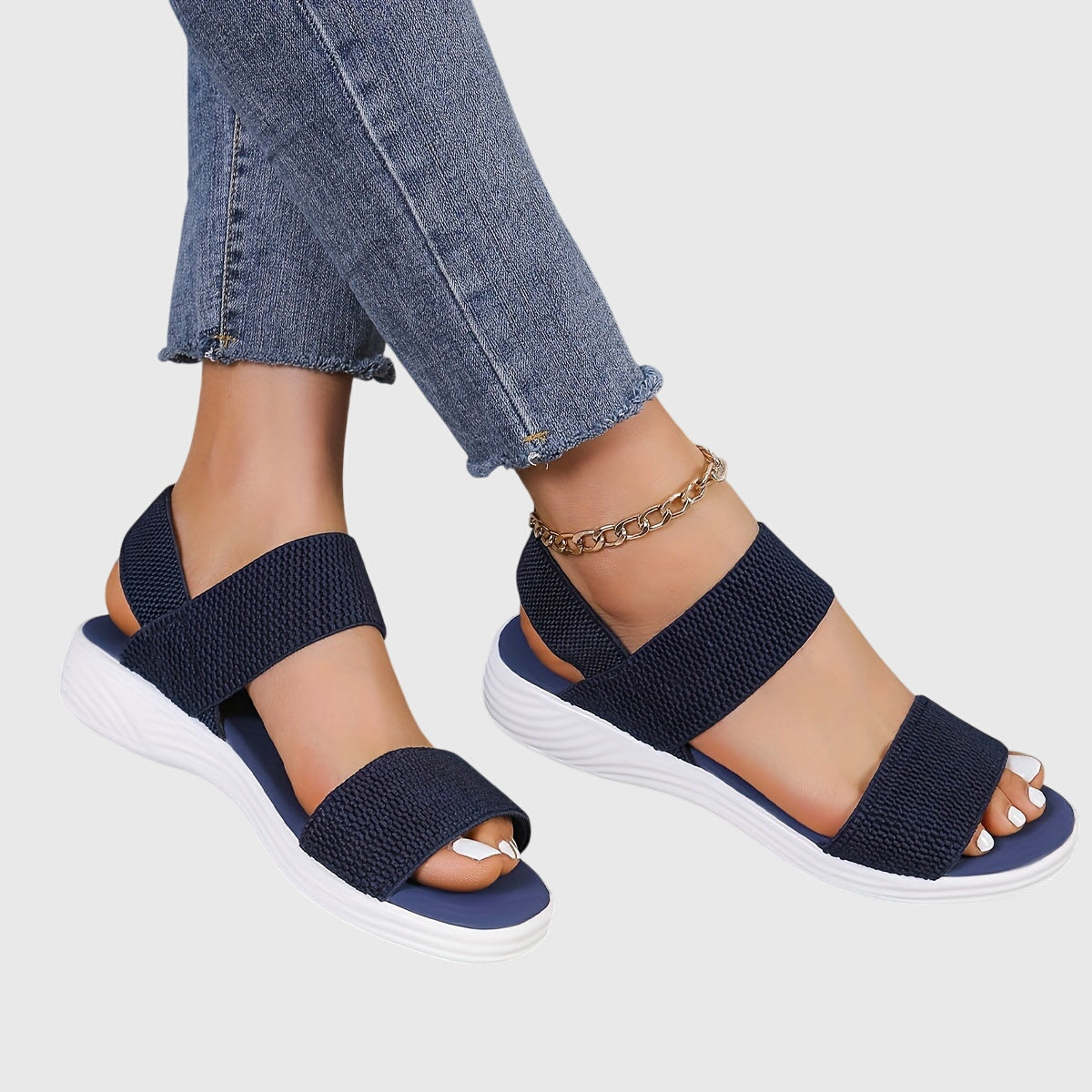 Elliana – Elastic Double Strap Flat Sandals