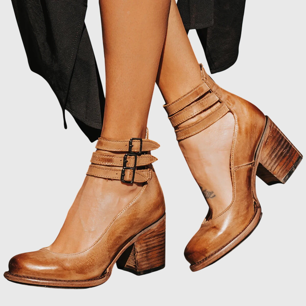 Margaret – Ankle Strap Chunky Block Heel Pumps