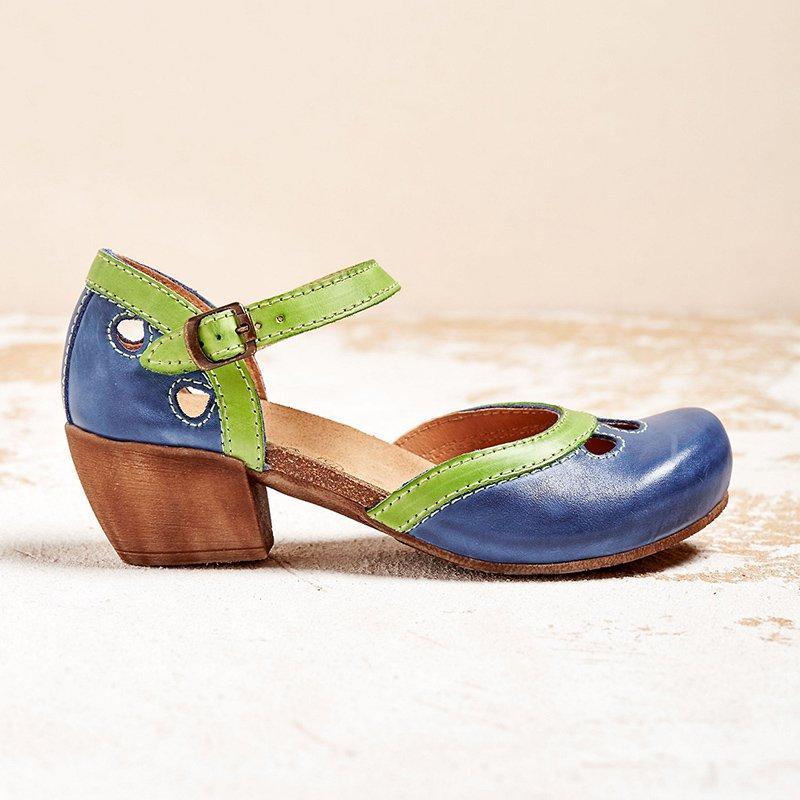 Valentina – Cutout Ankle Strap Block Heel Pumps