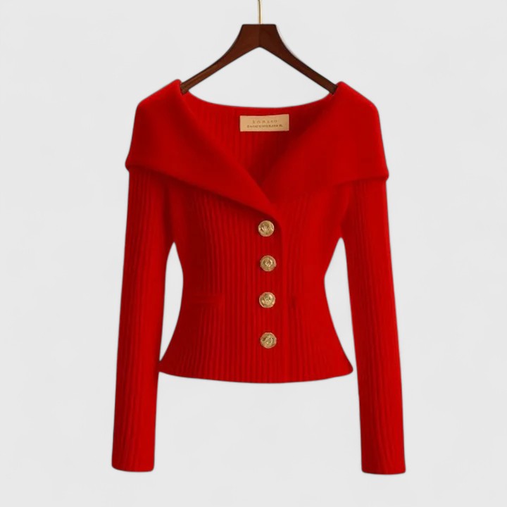 Freya – Lapel Collar Button Up Knit Cardigan