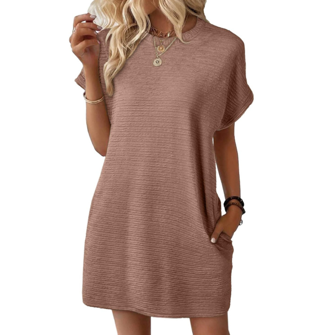 Mila – Crew Neck Short Sleeve T Shirt Mini Dress