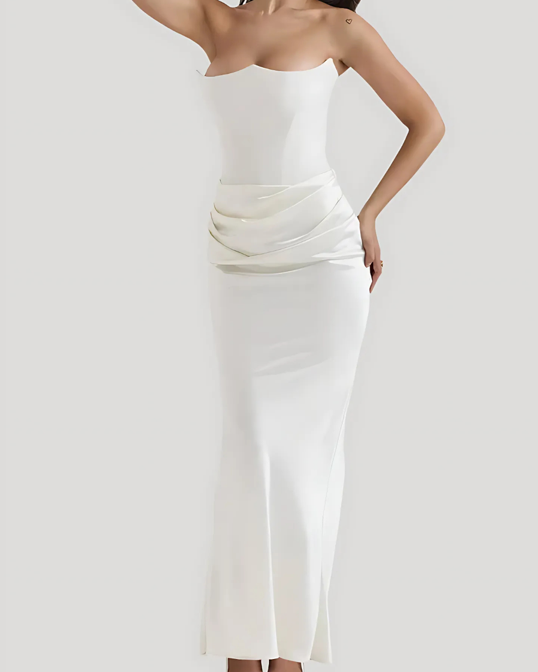 Charlie – Strapless Draped Wedding Guest Maxi Dress