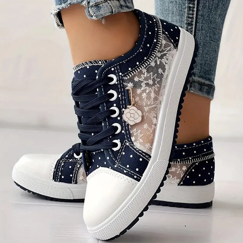 Juliette – Rhinestone Denim Lace Up Sneakers