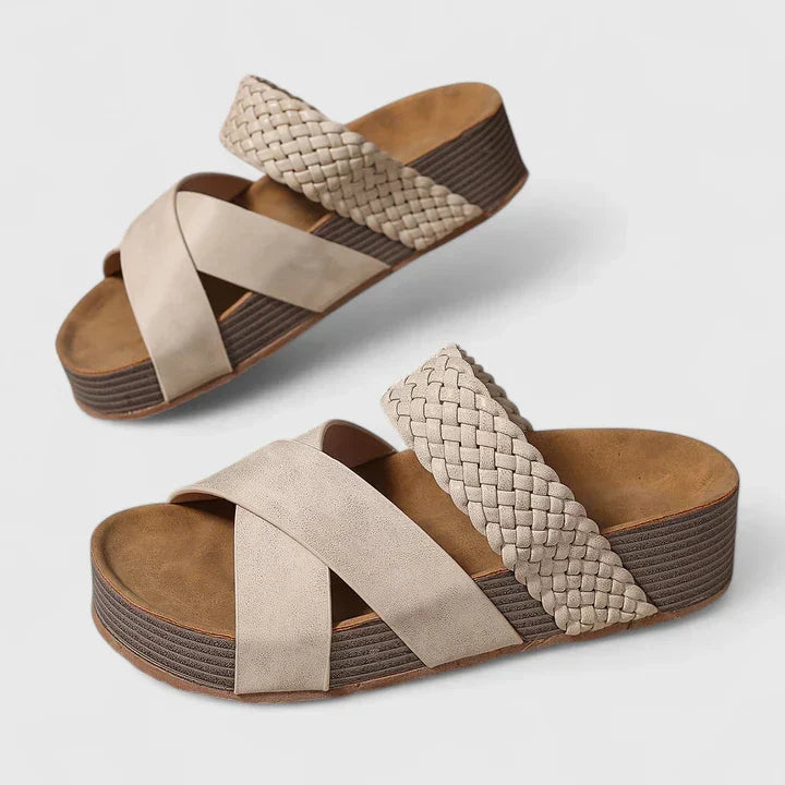 Eva – Cork Crisscross Slide Sandals
