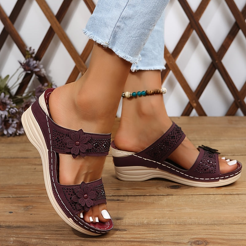 Ruby – Woven Wedge Slide Sandals