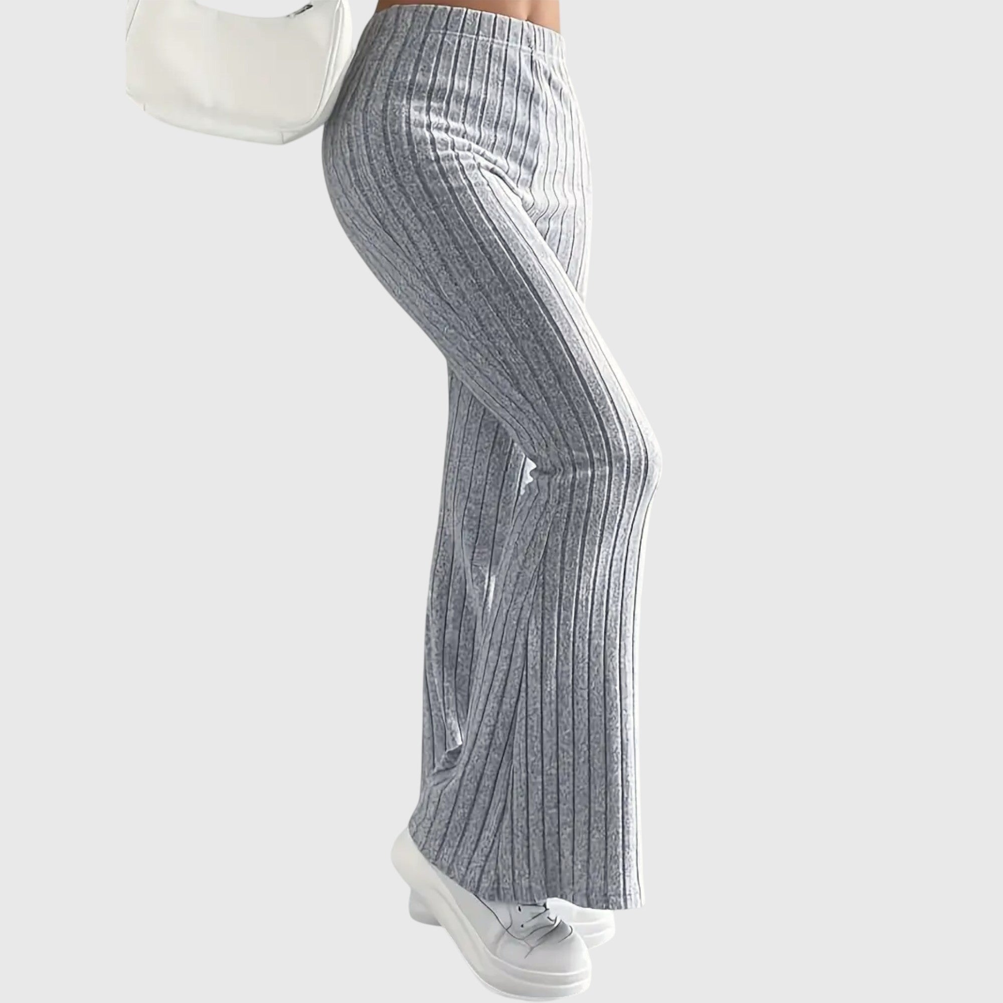 Sloane – Striped Ribbed Flare Pants