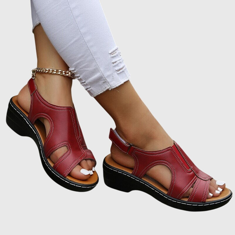 Serenity – Ankle Strap Low Wedge Sandals